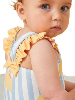 MORI Baby Lemon & Stripe Print Swimsuit, Lemon & Blue Stripe - view 2, Lemon & Blue Stripe