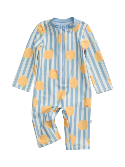 MORI Baby Sunsafe Lemon & Stripe Print Swimsuit, Lemon & Blue Stripe, Lemon & Blue Stripe