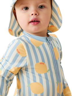 MORI Baby Sunsafe Lemon & Stripe Print Swimsuit, Lemon & Blue Stripe - view 2, Lemon & Blue Stripe