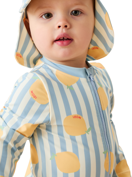 MORI Baby Sunsafe Lemon & Stripe Print Swimsuit, Lemon & Blue Stripe - view 2, Lemon & Blue Stripe