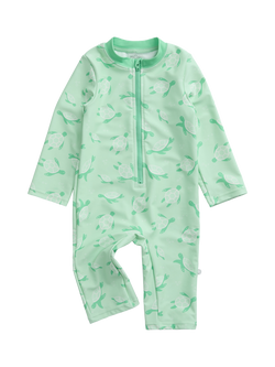 MORI Baby Sunsafe Sea Turtle Print Swimsuit, Turquoise, Turquoise