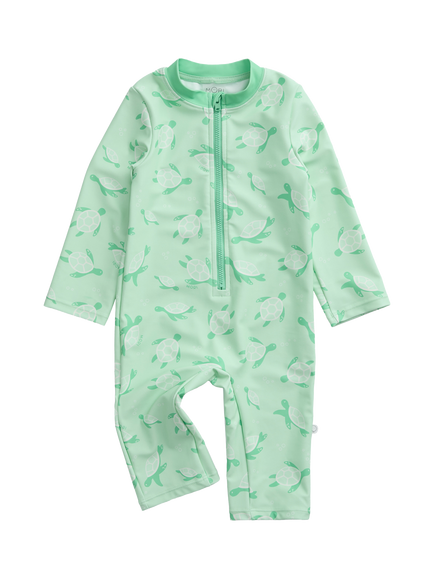 MORI Baby Sunsafe Sea Turtle Print Swimsuit, Turquoise, Turquoise