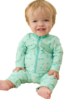 MORI Baby Sunsafe Sea Turtle Print Swimsuit, Turquoise - view 2, Turquoise