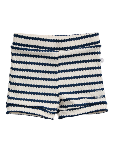 MORI Baby Wave Print Swim Shorts, Dark Blue Stripe, Dark Blue Stripe