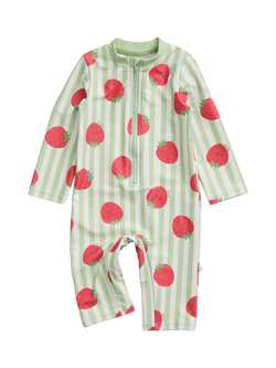 MORI Baby Sunsafe Strawberry & Stripe Print Swimsuit, Multi, Multi