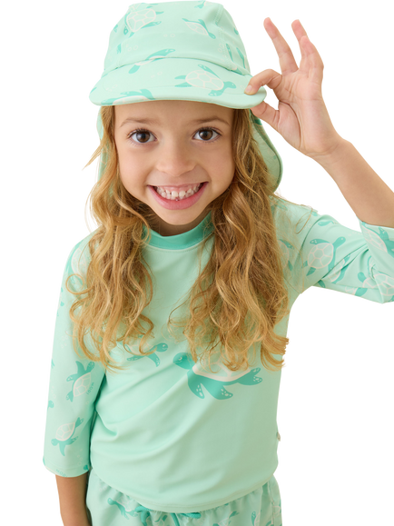 MORI Baby Sunsafe Sea Turtle Print Swim Hat, Turquoise - view 2, Turquoise