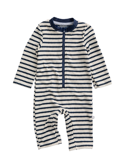 MORI Baby Sunsafe Wave Print Swimsuit, Dark Blue, Dark Blue