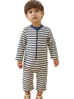 MORI Baby Sunsafe Wave Print Swimsuit, Dark Blue - view 2, Dark Blue