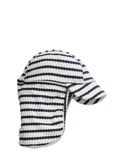 MORI Baby Sunsafe Wave Print Swim Hat, Dark Blue Stripe, Dark Blue Stripe