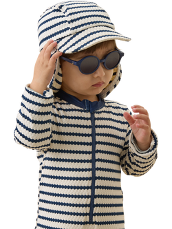 MORI Baby Sunsafe Wave Print Swim Hat, Dark Blue Stripe - view 2, Dark Blue Stripe