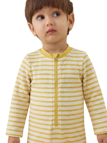 MORI Baby Sunsafe Wave Print Swimsuit, Yellow - view 2, Yellow