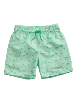 MORI Baby Sea Turtle Print Swim Shorts, Turquoise, Turquoise