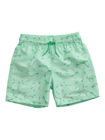 MORI Baby Sea Turtle Print Swim Shorts, Turquoise, Turquoise