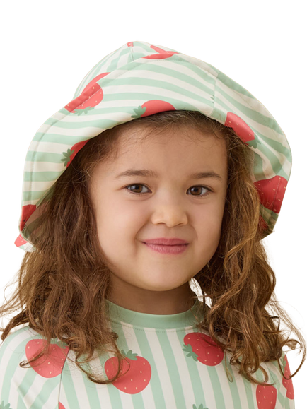 MORI Baby Strawberry & Stripe Floppy Sun Hat, Strawberry & Stripe - view 2, Strawberry & Stripe