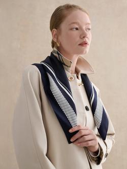 Hobbs Milena Polka Dot Pure Silk Scarf, Navy/Ivory - view 2, Navy/Ivory