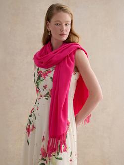 Hobbs Matilda Fringed Scarf - view 2, Bright Pink