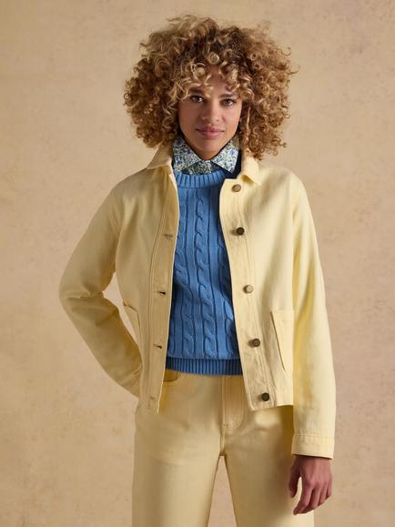 Joules Denim Boxy Fit Jacket, Light Yellow, Light Yellow