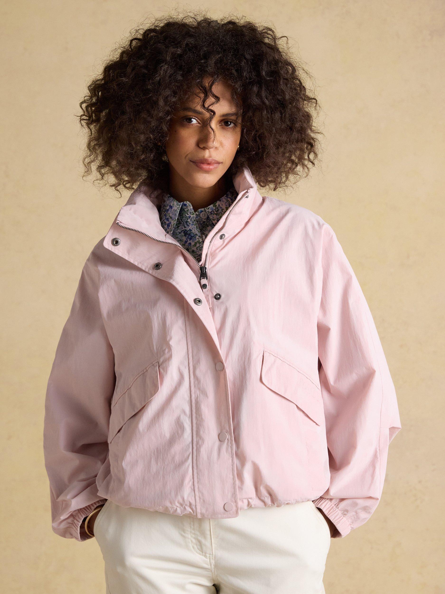 Joules Hove Waterproof Jacket, Khaki Green, Pink