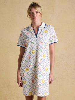 Joules Tile Print Mini Dress, Cream, Cream