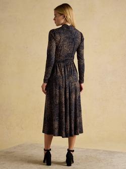 Joules Mina Abstract Midi Dress containing LENZING™ ECOVERO™ Viscose, Navy - view 2, Navy