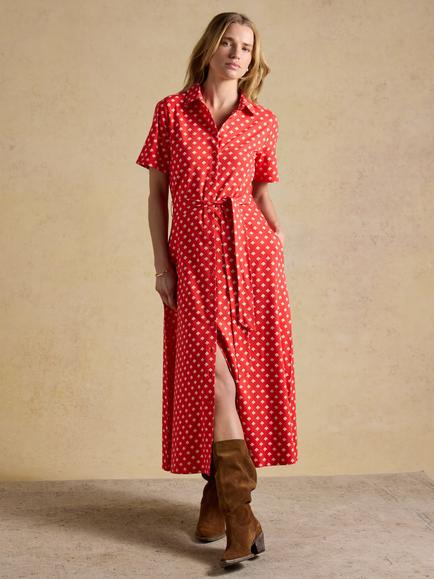 Joules Sabrina Floral Shirt Dress, Red, Red