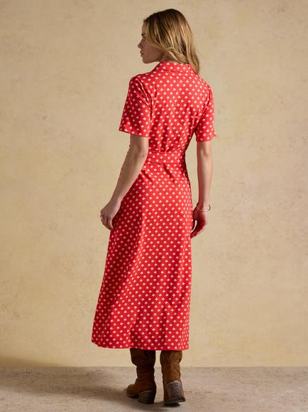Joules Sabrina Floral Shirt Dress, Red - view 2, Red