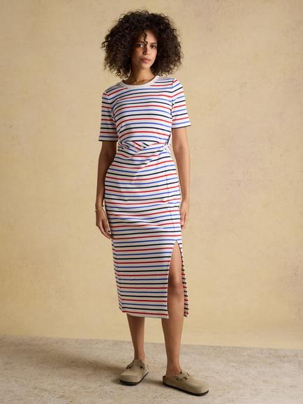 Joules Annabelle Stripe Twist T-Shirt Dress, Multi, Multi