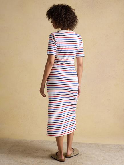 Joules Annabelle Stripe Twist T-Shirt Dress, Multi - view 2, Multi