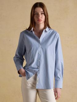 Joules Boyfriend Fit Cotton Poplin Shirt, Blue, Blue