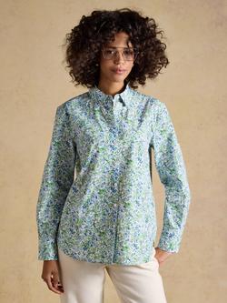 Joules Floral Boyfriend Fit Cotton Poplin Shirt, Green, Green