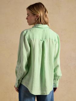 Joules Anna Pure Linen Shirt, Green - view 2, Green