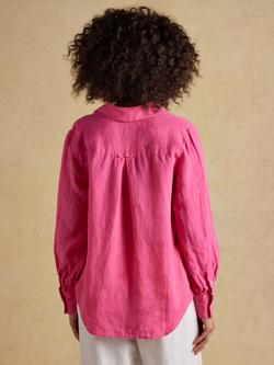 Joules Anna Long Sleeve Linen Shirt, Pink - view 2, Pink