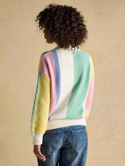 Joules Dibbly Stripe Cable Knit Cricket Jumper, Multi - view 2, Multi