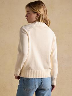 Joules Crew Neck Jonty Fox Intarsia Jumper, Cream - view 2, Cream
