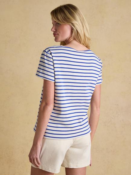 Joules Harbour Breton Stripe T-Shirt, Blue - view 2, Blue