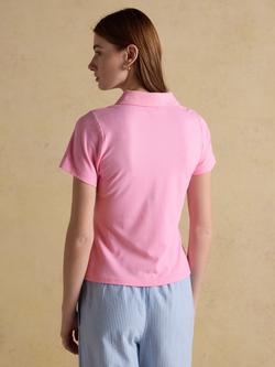 Joules Jonty Fox Polo Shirt, Pink - view 2, Pink