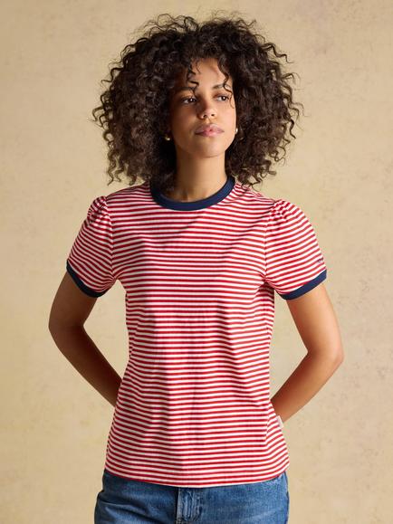 Joules Erin Stripe T-Shirt, Red, Red
