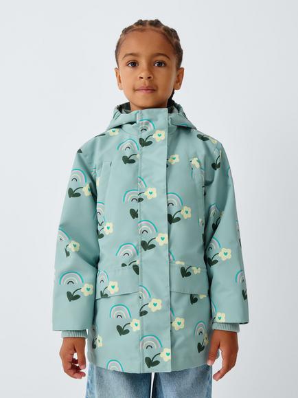 John Lewis Kids' Rainbow Flower 3-in-1 Shower Resistant Jacket, Multi, Multi