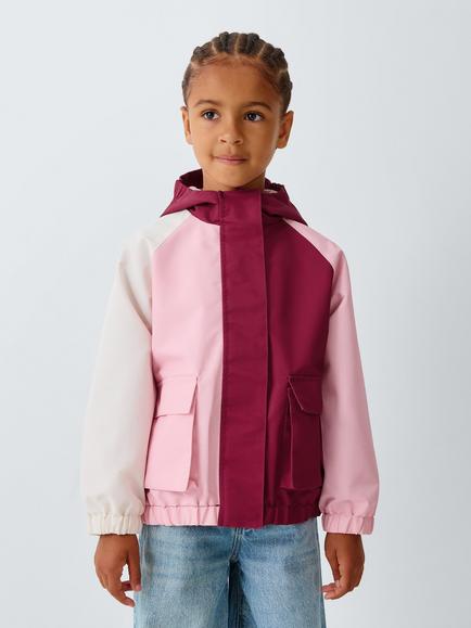 John Lewis Kids' Shower Resistant Colourblock Windcheater Jacket, Purple, Purple
