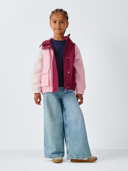 John Lewis Kids' Shower Resistant Colourblock Windcheater Jacket, Purple - view 2, Purple