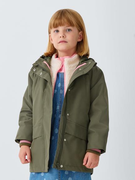 John Lewis Kids' 3-in-1 Shower Resistant Jacket, Green, Green