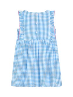 Angels by Accessorize Kids' Sleeveless Gingham Cherry Pocket Dress, Blue - view 2, Blue