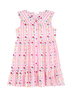 Angels by Accessorize Kids' Scalloped Collar Floral Prairie Dress, Multi, Multi