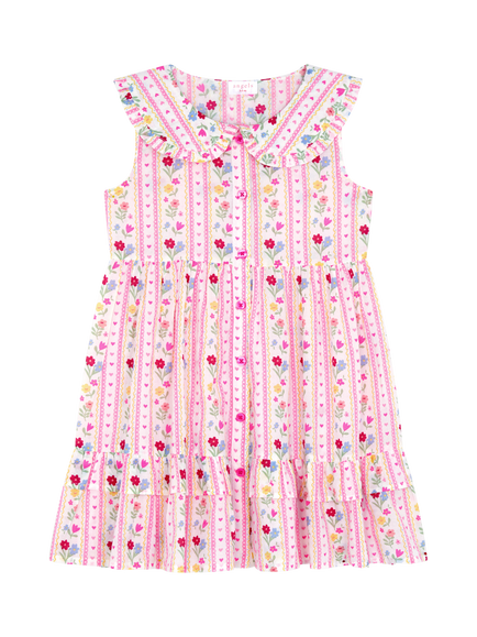 Angels by Accessorize Kids' Scalloped Collar Floral Prairie Dress, Multi, Multi
