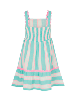 Angels by Accessorize Striped Summer Dress, Turquoise - view 2, Turquoise