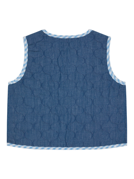 Angels by Accessorize Kids' Quilted Cherry Gilet, Navy/Multi - view 2, Navy/Multi