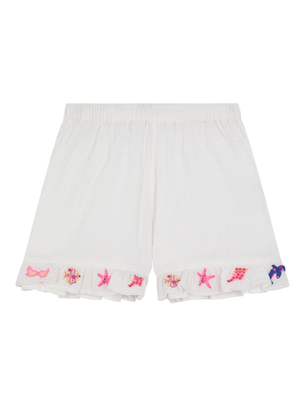 Angels by Accessorize Kids' Embroidered Sealife Shorts, White, White