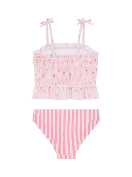 Angels by Accessorize Kids' Ditsy Stripe Tankini, Pink/White - view 2, Pink/White