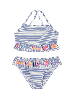 Angels by Accessorize Kids' Embroidered Stripe Bikini Set, Blue, Blue
