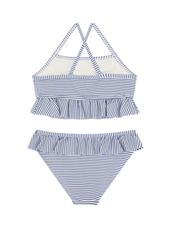Angels by Accessorize Kids' Embroidered Stripe Bikini Set, Blue - view 2, Blue